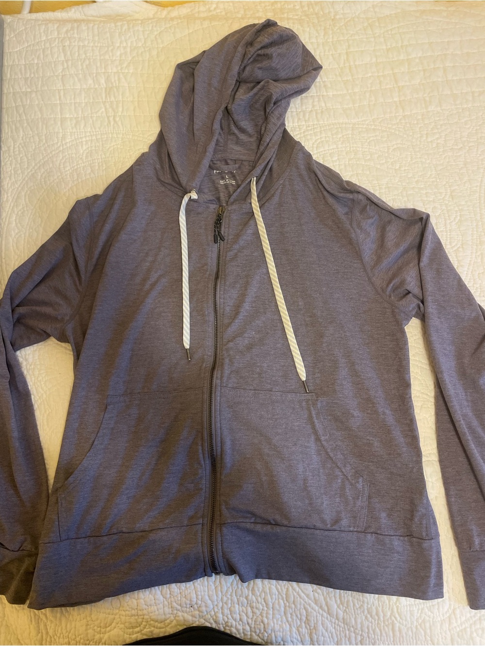 Pulse Purple Zip-Up Hoodie with White Drawstrings